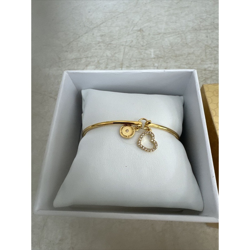 NWT MICHAEL KORS MKJX759710 GOLD-TONE LOGO HEART CHARM BRACELET - Picture 3 of 6